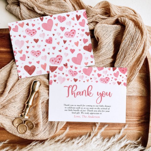 バレンタイン恋人ベビーシャワーサンキューカード エンクロージャーカード