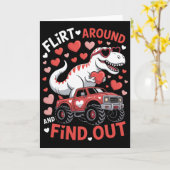 バレンタイン恐竜モンスタートラックの誘惑に振り回されて、 カード (黄色い花)