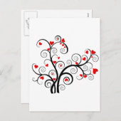 バレンタイン愛の木と赤いハートはがき シーズンポストカード (正面/裏面)