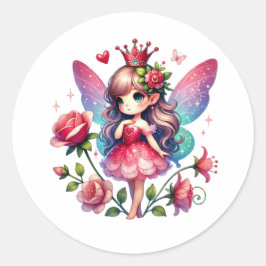 バレンタイン愛らしい妖精 ラウンドシール