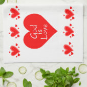 バレンタイン愛キッチンハンドタオル神は愛である キッチンタオル (折り畳み)