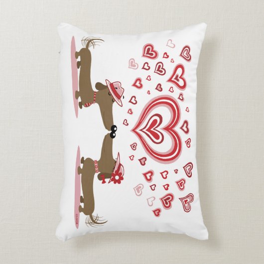 バレンタイン愛ダックスフントの枕 アクセントクッション (正面(垂直))