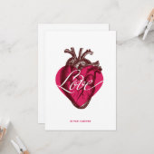 バレンタイン愛ハートフラットカード。 カード (正面/裏面インサイチュ)