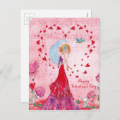 バレンタイン愛音楽女の子|の郵便はがき シーズンポストカード (正面/裏面)