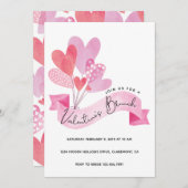 バレンタイン招待状とハートバルーン セーブザデート (正面/裏面)