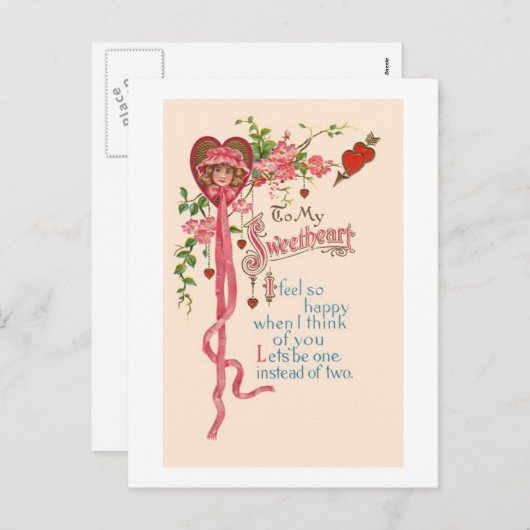バレンタイン挨拶ヴィンテージ画像はがき シーズンポストカード (正面/裏面)