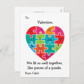 バレンタイン教室カードキッズ自閉症ハート シーズンポストカード (正面/裏面)