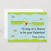 バレンタイン教室カード子供へワニ シーズンポストカード (正面/裏面)