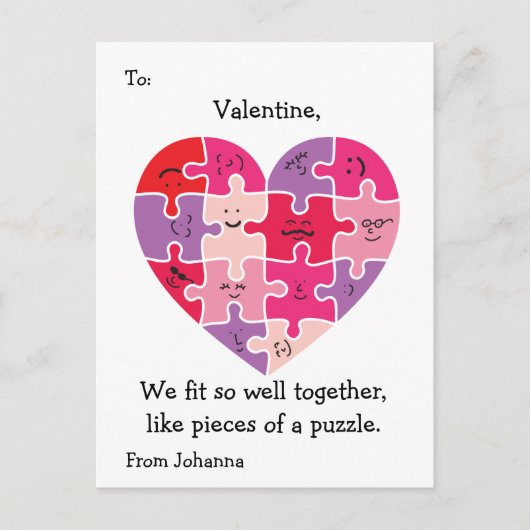 バレンタイン教室カード自閉症ハート シーズンポストカード (正面)