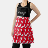 バレンタイン日幾何学模様ハートブラックレッド名 エプロン (インサイチュ)