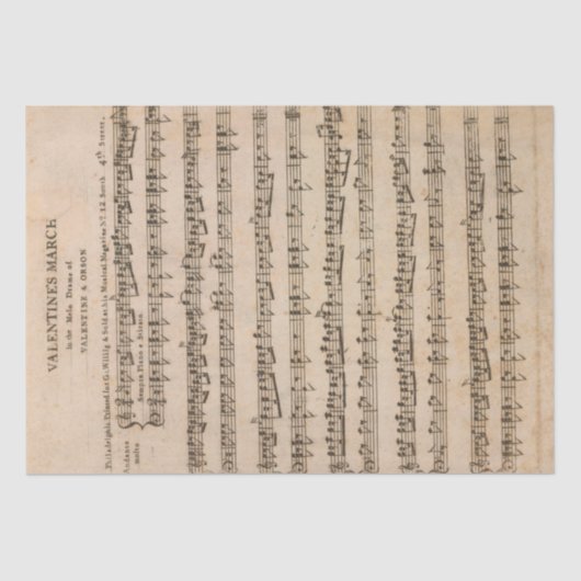 バレンタイン曲シート音楽ヴィンテージノートの切り離し 薄葉紙 (正面)