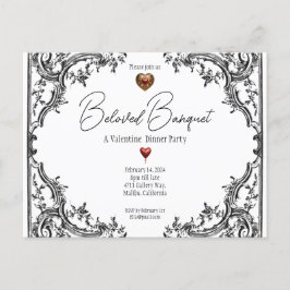 バレンタイン最愛の晩餐会パーティー インビテーションポストカード