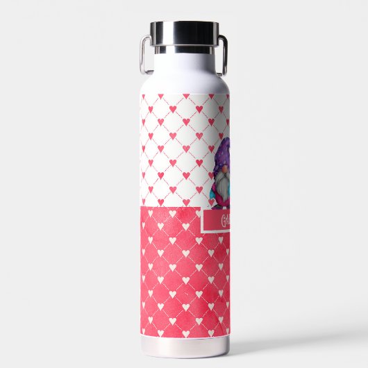バレンタイン格言とハートパターパーソナライズされたン ウォーターボトル (正面)