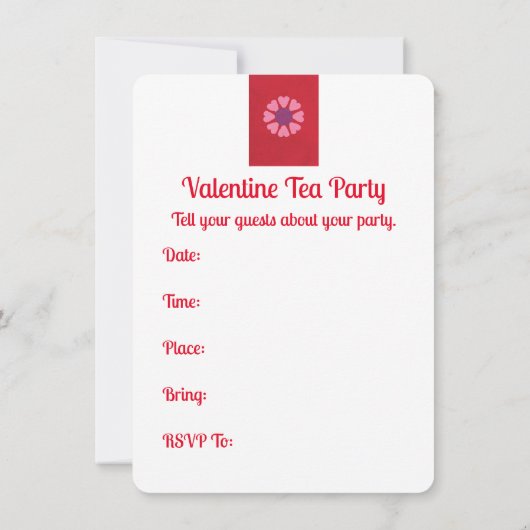 バレンタイン格言とハート招待状 招待状 (裏面)