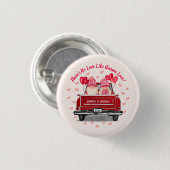 バレンタイン格言ラブピンクハートズコースター 缶バッジ (正面&裏面)