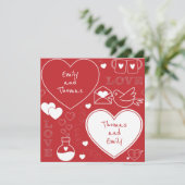 バレンタイン模様フラットカード – 白（赤） (スタンド正面)