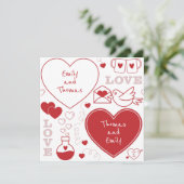 バレンタイン模様フラットカード – 赤(白) (スタンド正面)