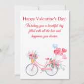 バレンタイン水カラーフローラヴィンテージ自転車 ノートカード (正面)
