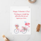 バレンタイン水カラーフローラヴィンテージ自転車 ノートカード (正面/裏面インサイチュ)