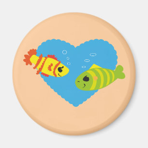 バレンタイン水族館ラブ かわいい魚のカップル マグネット