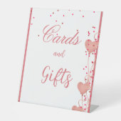 バレンタイン水色ハートブライダルシャワー標識 台座サイン (正面)