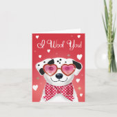 バレンタイン犬とハートサングラス シーズンカード (正面)