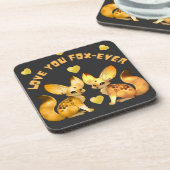 バレンタイン狐カップルアート コースター (左側)