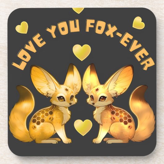 バレンタイン狐カップルアート コースター (正面)