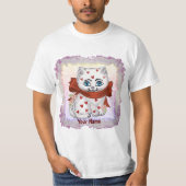 バレンタイン猫カスタムハートTシャツ Tシャツ (正面)