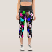 バレンタイン猫ハートカラフル カプリレギンス (正面)