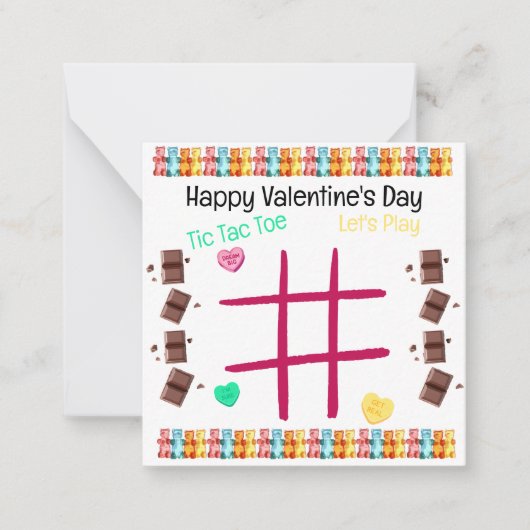 バレンタイン用のティックタックトーゲームをしよう ノートカード (正面)