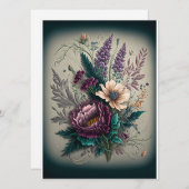 バレンタイン用紫色バイオレット花束ブーケ シーズンカード (正面/裏面)