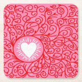 バレンタイン紙コースター スクエアペーパーコースター (正面)