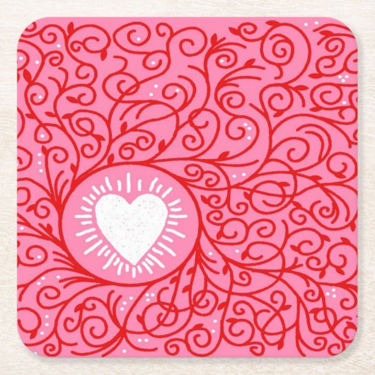 バレンタイン紙コースター スクエアペーパーコースター (正面)