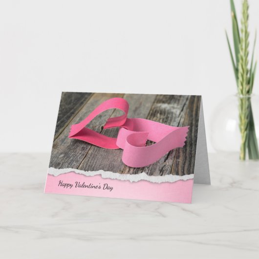 バレンタイン紙ハートと裂けた端縁ど付 招待状 (正面)