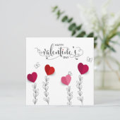 バレンタイン紙ハート – ラインアートホリデーカード シーズンカード (スタンド正面)