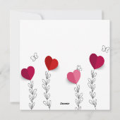 バレンタイン紙ハート – ラインアートホリデーカード シーズンカード (裏面)