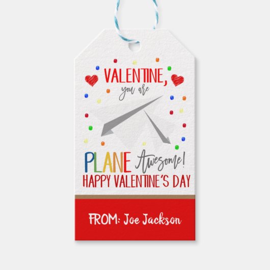 バレンタイン紙飛行機ギフトラベル ギフトタグ (正面)