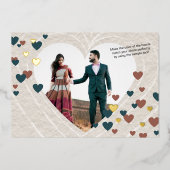 バレンタイン結婚をテーマにしたハート色の選択 箔招待状 (正面)