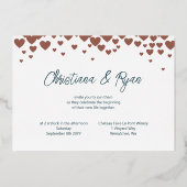 バレンタイン結婚をテーマにしたハート色の選択 箔招待状 (裏面)