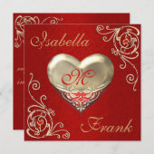 バレンタイン結婚式招待状とゴージャスハート 招待状 (正面/裏面)