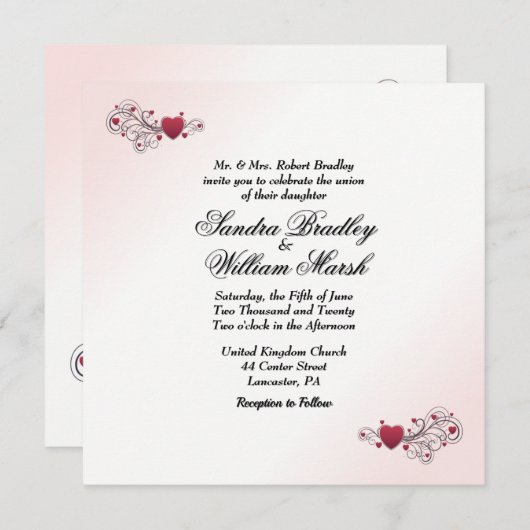 バレンタイン結婚式招待状 招待状 (正面/裏面)