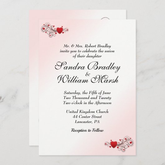 バレンタイン結婚式招待状 招待状 (正面/裏面)