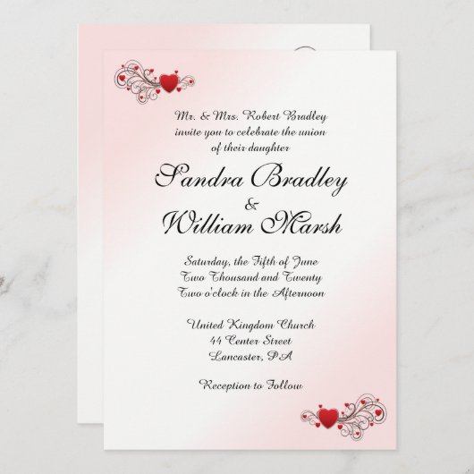 バレンタイン結婚式招待状 招待状 (正面/裏面)