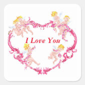 バレンタイン美しいハート型フレーム スクエアシール (正面)