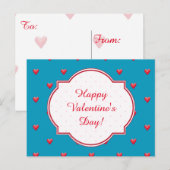 バレンタイン葉書、アクア、赤いハート シーズンポストカード (正面/裏面)