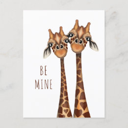 バレンタイン葉書 – 「Be Mine」愛するキリン ポストカード