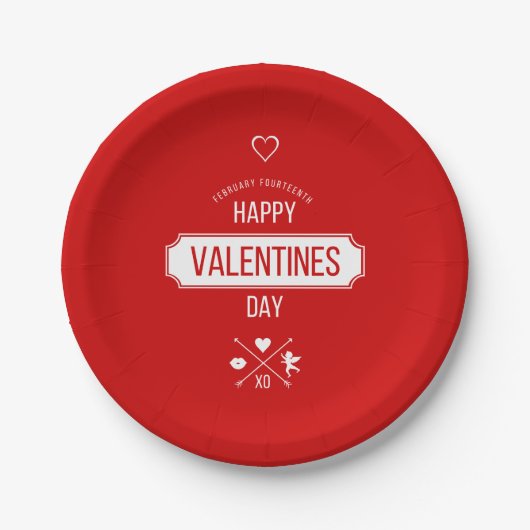 バレンタイン記号バレンタインデー紙プレート ペーパープレート (正面)