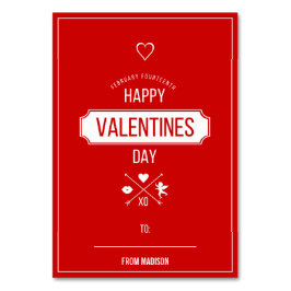 バレンタイン記号教室バレンタインカード テーブルナンバー