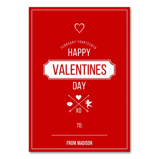 バレンタイン記号教室バレンタインカード テーブルナンバー (正面)